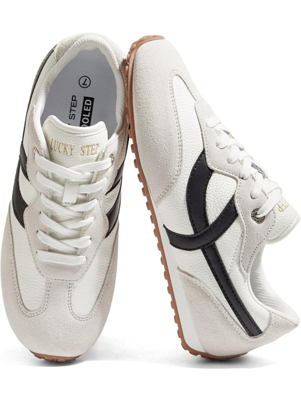 Women's White/Grey/Black Comfortable Retro Non Slip Lightweight Fashion Sneakers